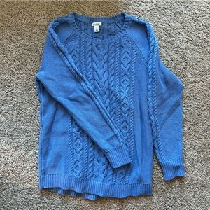 ll bean blue cable knit tunic sweater in size M